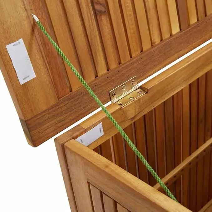vidaXL Wooden Deck Box - Outdoor Teak Storage Chest, Ideal for Patio Furniture Cushions, Pool Accessories, Garden Tools - Water-Resistant Bag Inside - 23.6''x19.7''x22.8'', Solid Acacia Wood by GreenHaven Gardens
