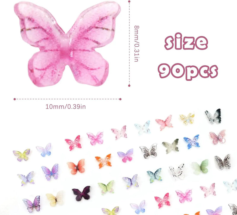 90Pcs Mini Resin Butterflies, Miniature Little Butterfy Decoration, Tiny Butterflies for DIY Crafts, Mini Resin Animals Figurines for Fairy Garden Micro Landscaping Decor by GreenHaven Gardens