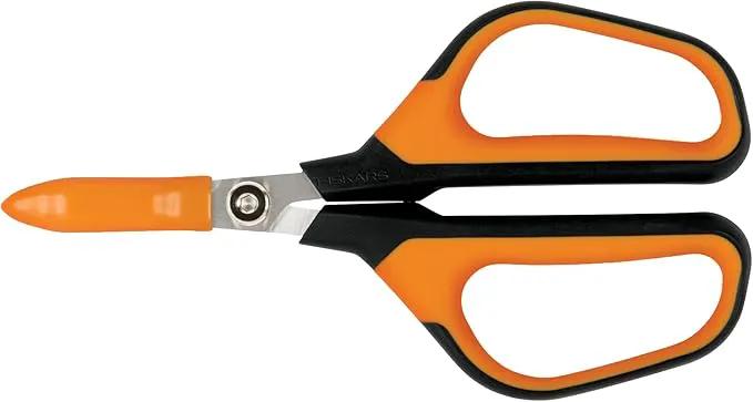 Fiskars Comfort Loop Micro-Tip Pruning Snips - 7" Garden Shears with Sheath and Extra Large SoftGrip Handle - Yard and Garden Tools - Orange/Black by GreenHaven Gardens