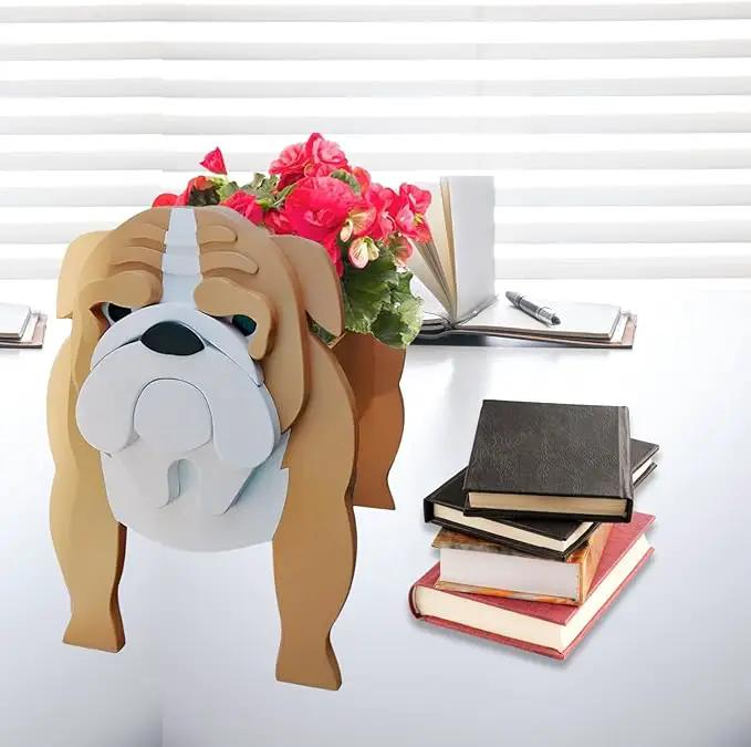English Bulldog Dog Planter Plant Pots,Cute Garden Dog Flower Planter,Dog Planters Birthday Gifts for Women,Office,Indoor/Outdoor Decor（9.45 * 7.48 * 10.63in） by GreenHaven Gardens