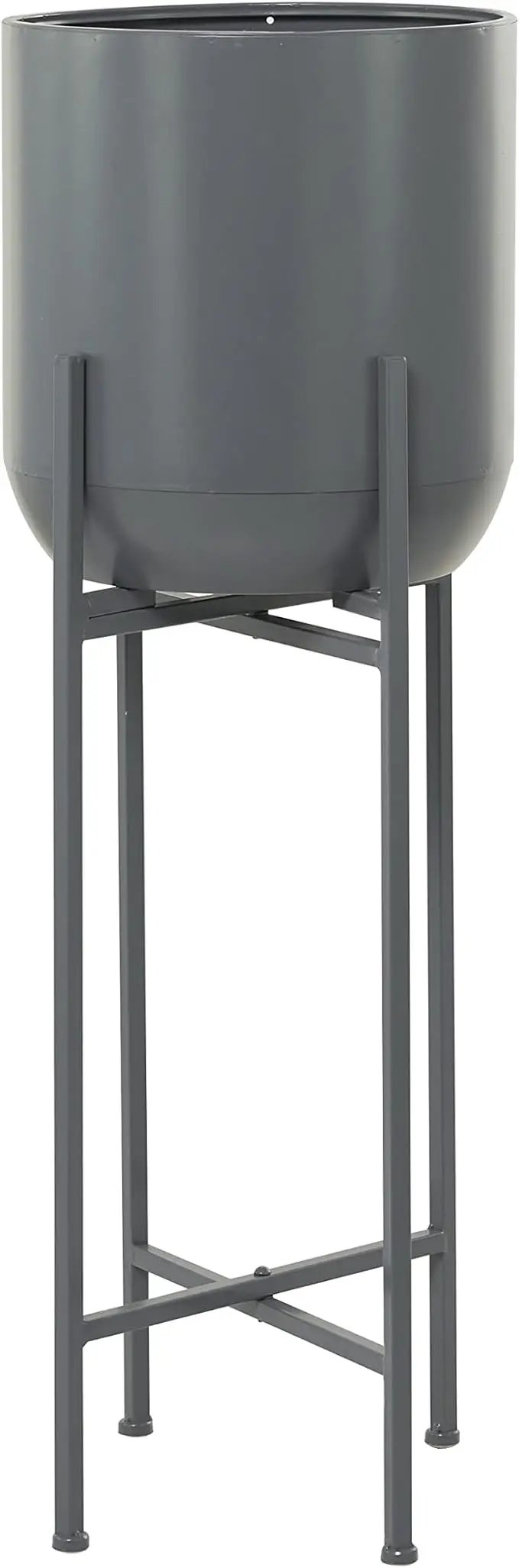 Deco 79 CosmoLiving by Cosmopolitan Metal Round Planter with Removable Stand, 13" x 13" x 36", Dark Gray by GreenHaven Gardens