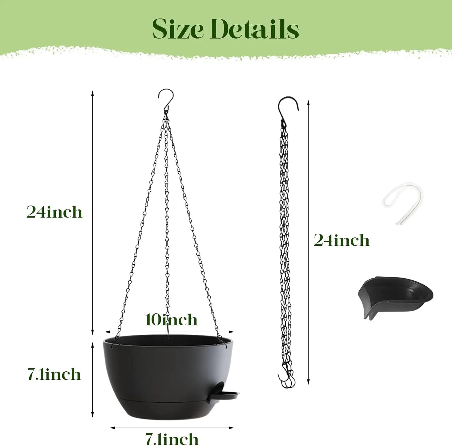 10 Inch Hanging Planters with Chains 2 Pack Self Watering Black Plastic Hanging Pots for Indoor Outdoor Plants, Garden Porch Home Decor (Black) by GreenHaven Gardens
