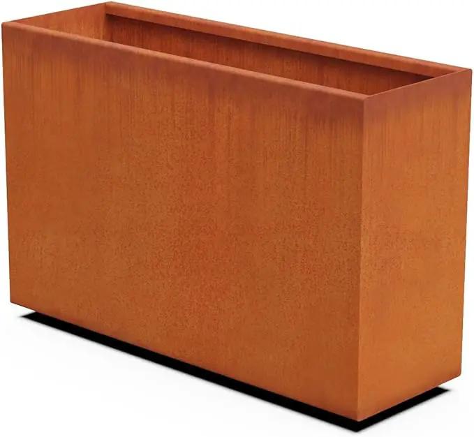 Large Rectangular Planter for Outdoor Plants – 36x12x24 Corten Steel Planter Box | Tall Metal Design for Privacy | Heavy Duty, Made in USA by GreenHaven Gardens