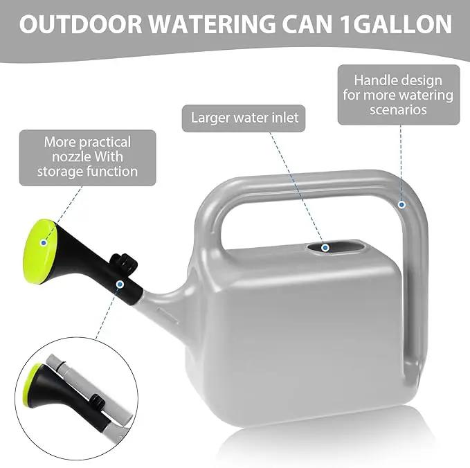 Outdoor Watering Can for Plants Indoor Watering Can for Houseplants 3/4 Gallon 3L (Grey) by GreenHaven Gardens