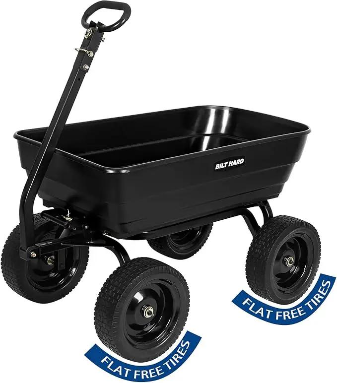 BILT HARD Poly Garden Dump Cart 1200 lbs with No Flat Tires, Quick Release, 2-in-1 Convertible Handle, 7 Cu Ft Dump Wagon Heavy Duty for Yard, Outdoor by GreenHaven Gardens