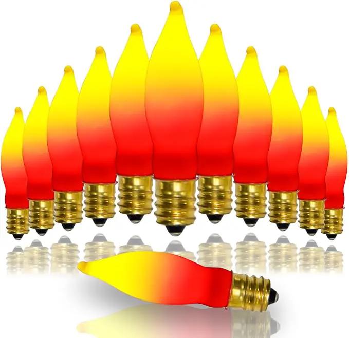 12 Pack C7 Replacement Bulbs E12 Candelabra Bulb - Red Yellow Incandescent Light Bulbs, Perfect as Halloween Christmas Light Bulbs, Candle Light Bulbs, 7 Watt, E12 Base by GreenHaven Gardens