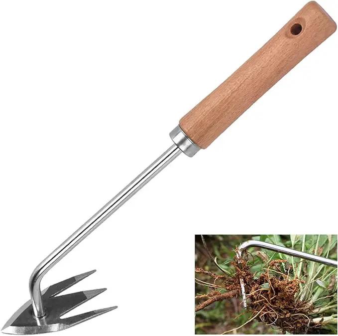Weeding Artifact Uprooting Garden Weeding Tool, Upgraded Weed Removal Tool, Stainless Steel/Manganese Steel Weed Puller Manual Weeders for Home Gardening Yard Farmland (Wood Handle) by GreenHaven Gardens