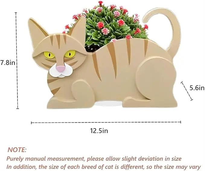 Yellow Cat Planter Plant Pots,Cute Garden Cat Flower Planter,Cat Planters Birthday Gifts for Women,Office,Indoor/Outdoor Decor（12.5 * 5.6 * 7.8in） by GreenHaven Gardens