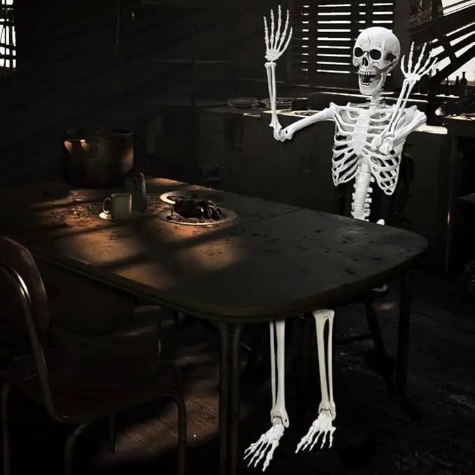 Lodou 5.4Ft Posable Life Size Human Adult Skeletons Plastic Human Bones with Movable Joints for Halloween Decoration by GreenHaven Gardens