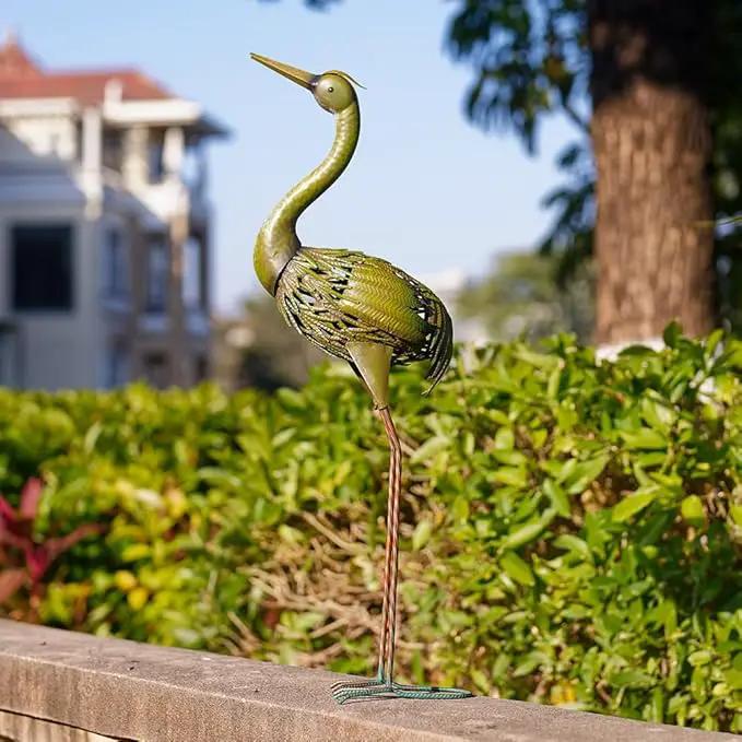 VEWOGARDEN Heron Outdoor Statues Metal Crane Garden Sculptures & Statues for Yard Lawn Patio Pool Outside Decorations, Green by GreenHaven Gardens