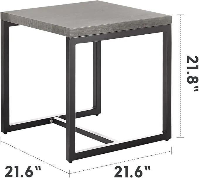 Patio Tables Outdoor Coffee Table - Steel Side Tables End Table for Proch Deck Balcony Garden Squre Grey Tabletop by GreenHaven Gardens