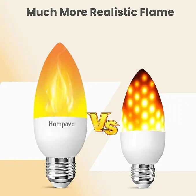 Hompavo Upgraded LED Flame Light Bulbs, 3 Modes Flickering Light Bulbs, E26 Candle Fire Light Bulb for Halloween Christmas Party Porch Indoor & Outdoor Home Decoration - 2 Pack by GreenHaven Gardens