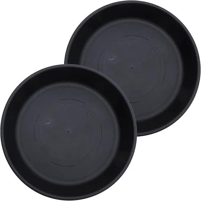 The HC Companies Flower Pot Saucers - Plastic Plant Saucer for Outdoors & Indoors - Traditional Design Plant Pot Trays for Water Drainage - Durable & Stylish Round Plant Tray (21-inch Black) by GreenHaven Gardens