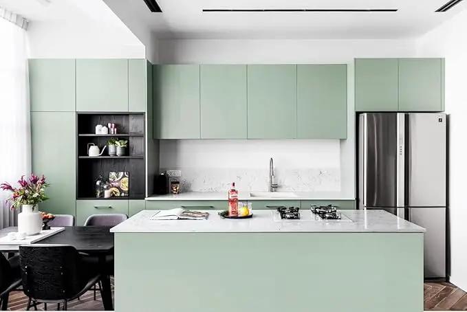 Dimoon 394''x17.7'' Green Peel and Stick Wallpaper Contact Paper Modern Self Adhesive Wall Paper Removable Renter Friendly Textured Solid Color Shelf Cabinet Vinyl Roll (394''x17.7'',Palegreen) by GreenHaven Gardens