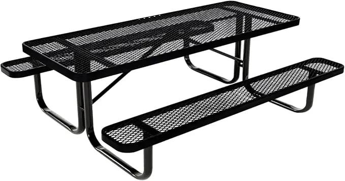 Coated Outdoor Furniture Heavy-Duty Portable Outdoor Kids Table, Expanded Metal Kids Picnic Table, Commercial-Grade Picnic Table, Made in America (6ft Rectangular, Childrens, Black) by GreenHaven Gardens