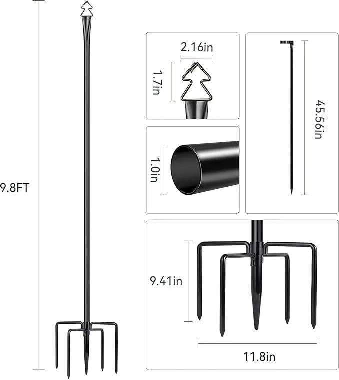 String Light Poles 2 Pack 9.8FT Light Pole for Outside Hanging - Backyard, Garden, Patio, Deck Lighting Stand for OutdoorParties, Wedding by GreenHaven Gardens