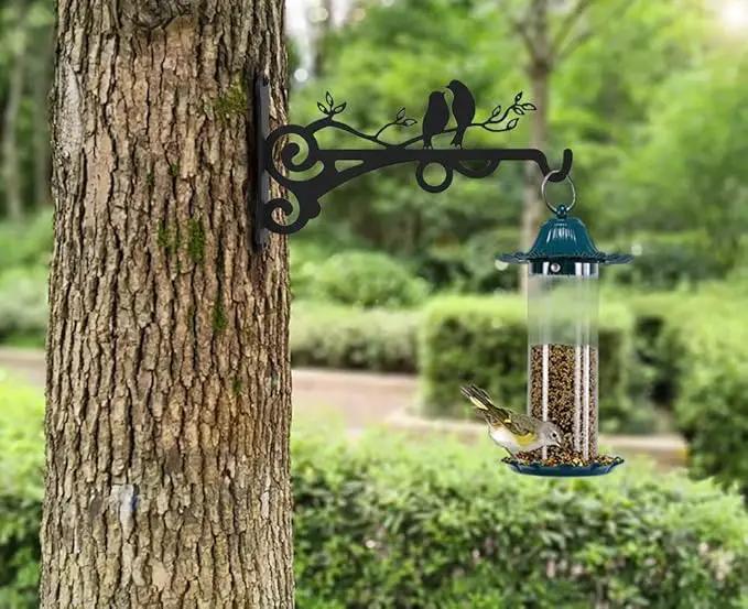 Multipurpose Hanging Basket Plant Brackets Outdoor Indoor, Heavy Duty Solid Steel Plant Hangers, Wall Mounted Lantern Hooks for Garden Plants Flower Light Bird Feeder, Pack of 2 Black by GreenHaven Gardens