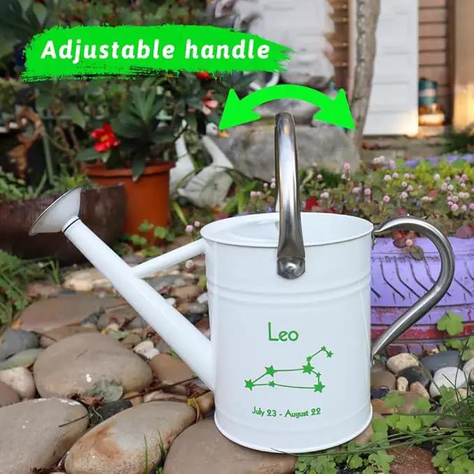 Metal Watering Can for Outdoor and Indoor Plants, Watering Can Decor, 1 Gallon (Leo) by GreenHaven Gardens