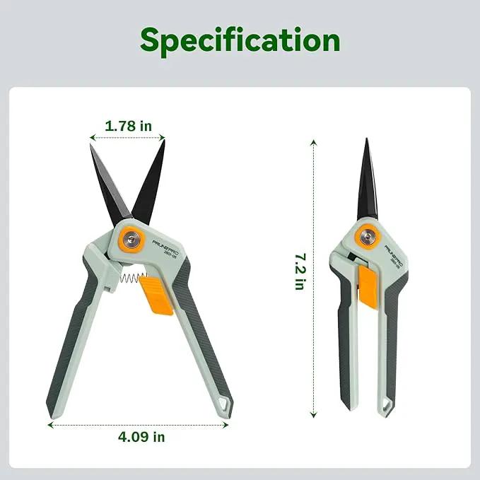PrunePro Garden Scissors Pruning Shears Sharp Stainless Steel Non-Stick Teflon Coating Blade for Precise Cuts Garden Snip Bonsai Clippers for Plants Rose Flower 3 Pack by GreenHaven Gardens