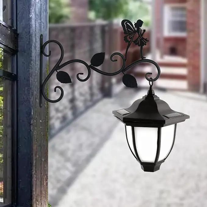 Hanging Plants Bracket 12" Angel Planter Outdoor Hooks Hangers for Flower Baskets Pot Bird Feeder Wind Chimes Lanterns Patio Garden Outdoor Indoor Metal Black, 4 Pack by GreenHaven Gardens