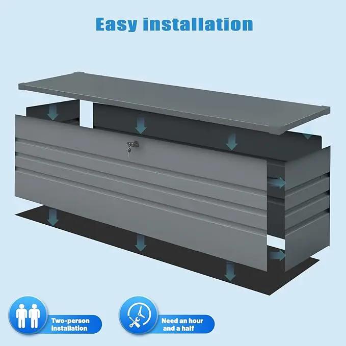 260 Gallon Metal Outdoor Storage Box Waterproof, Extra Large Deck Box and Patio Cushion Box for Storing Gardening Tools, Pool Supplies by GreenHaven Gardens