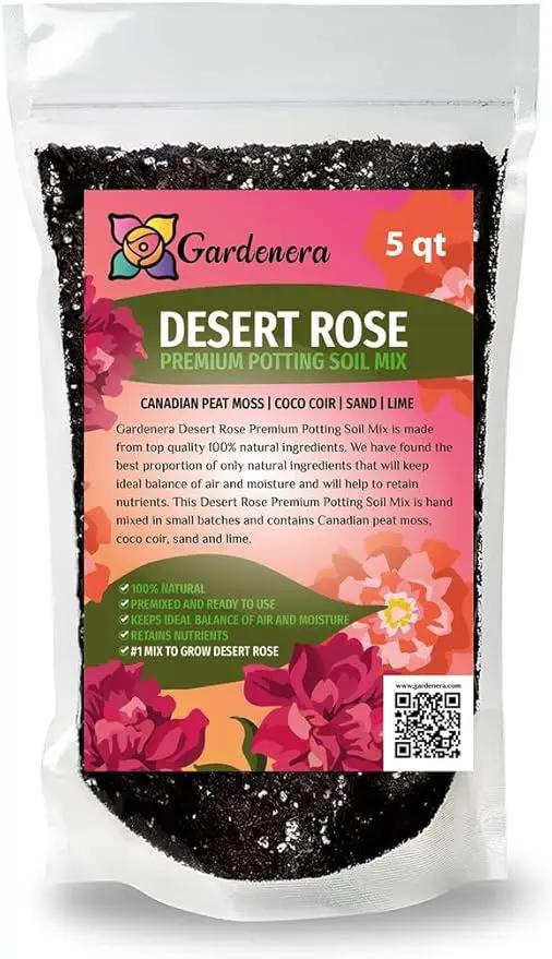 Premium Desert Rose Potting Soil by Gardenera - Unlock The Beauty of Your Adenium Plants - 5 QUARTS by GreenHaven Gardens