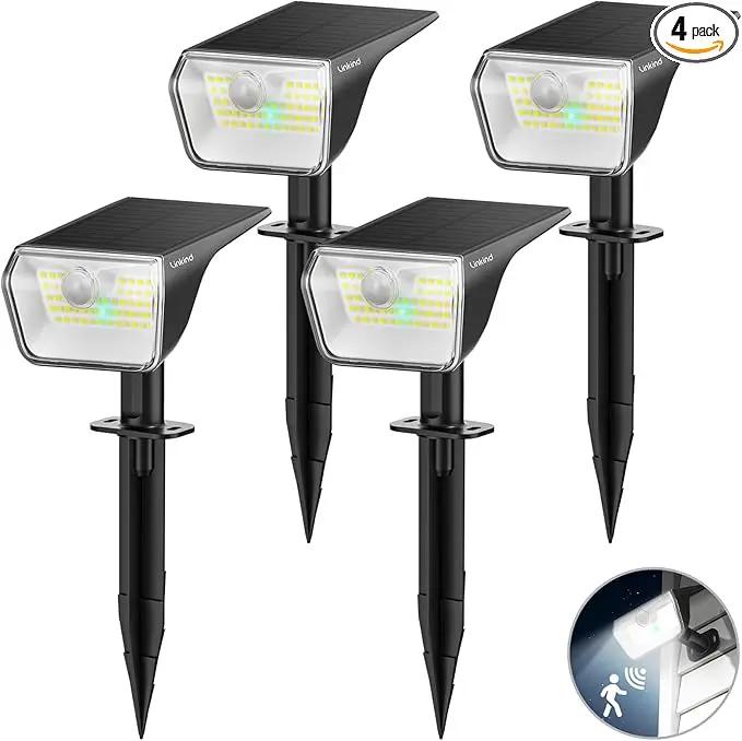 Linkind Solar Lights Outdoor Waterproof IP67, 3000K/6500K Solar Motion Sensor Lights with 6 Modes, 60 LEDs Solar Powered Spot Lights Outside Landscape Lighting for Garden Yard Pathway, 4 Pack by GreenHaven Gardens