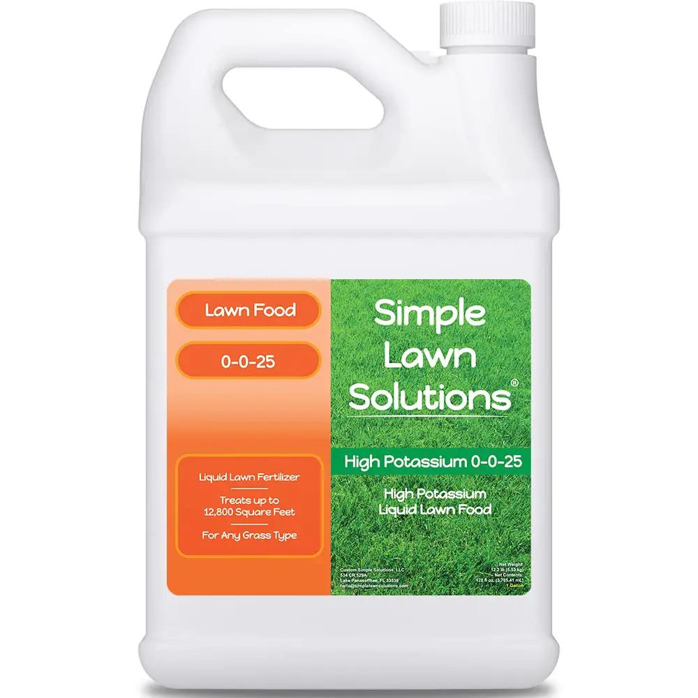 Simple Lawn Solutions - High Potassium Lawn Food Liquid Fertilizer 0-0-25 - Concentrated Spray - Turf Grass Vigor and Plant Hardiness - Summer and Fall - Any Grass Type (1 Gallon) by GreenHaven Gardens