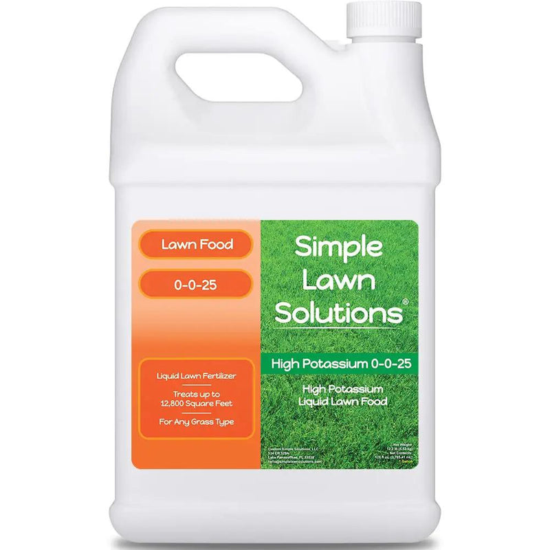 Simple Lawn Solutions - High Potassium Lawn Food Liquid Fertilizer 0-0-25 - Concentrated Spray - Turf Grass Vigor and Plant Hardiness - Summer and Fall - Any Grass Type (1 Gallon) by GreenHaven Gardens