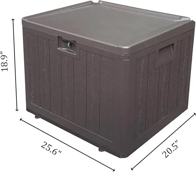 33 Gallon Pro Waterproof Outdoor Storage Bin Resin Deck Box for Patio, Poolside, and Garden, Lockable & UV-Resistant, Ideal for Small Spaces, Brown by GreenHaven Gardens