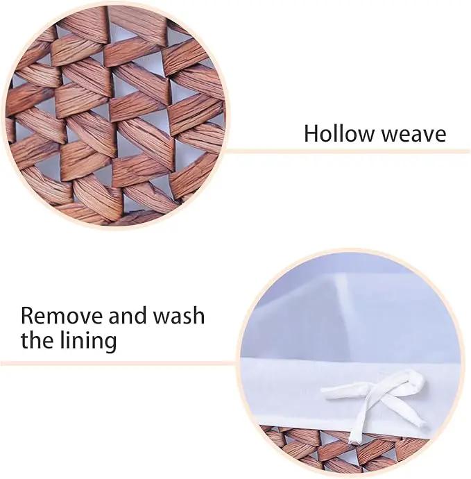 Rectangular Woven Seagrass Storage Bins with Handle,Kingwillow. (water hyacinth, Set of 3) by GreenHaven Gardens