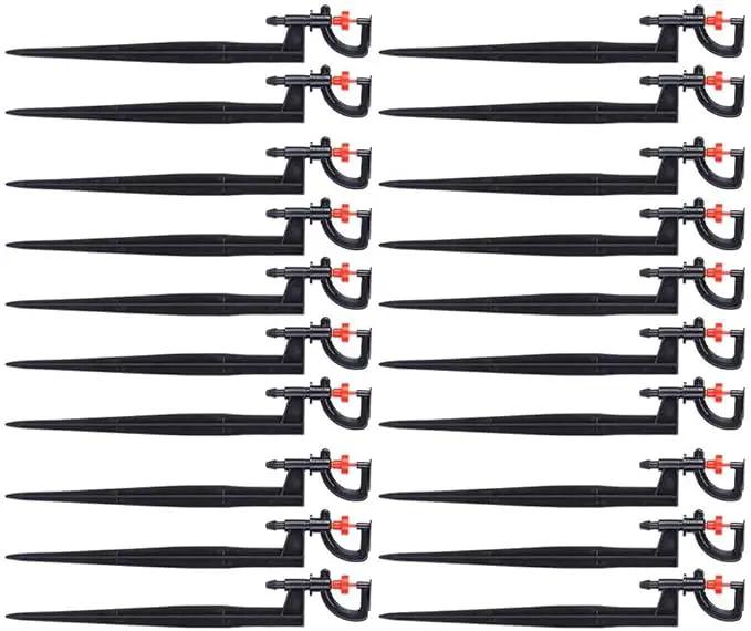 Irrigation Sprinkler, 20pcs Plastic Watering Nozzle G‑Type 360 Degree Rotation Sprinkler Accessory for Garden Agriculture Courtyards Lawn 9.1x1.2x0.4in