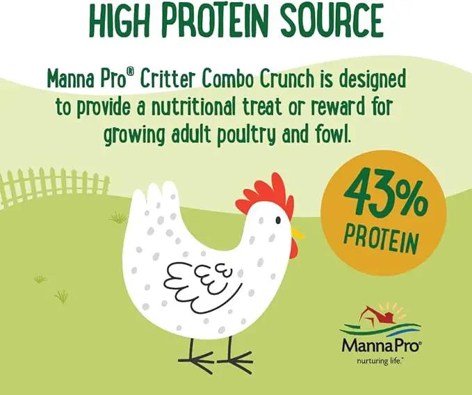 Manna Pro Farmhouse Favorites Critter Combo Crunch Poultry Treat - Protein Poultry Treat - Encourages Natural Foraging Behavior - 100% Natural Blend of Soldier Fly Larvae, Mealworms & Shrimp - 2lb Bag by GreenHaven Gardens