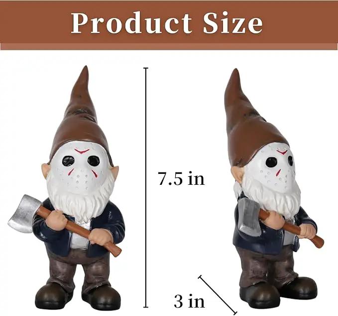 Garden Gnomes Table Decor Horror Decor Gnome Statue Holding Axe for Table Decoration Brown by GreenHaven Gardens