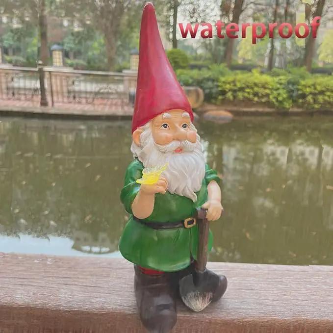 Solar Powered 2 Gnomes Playing with Ball, Decorated Solar Light, Garden Decorations Statues, Garden Light Decor for Lawn Ornaments by GreenHaven Gardens