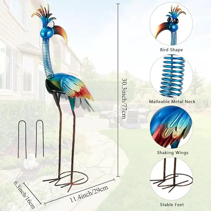 DREAMSOUL 30" Tall Bird Garden Statues Metal Standing Bird Outdoor Statues, 3D Funny Statue for Garden Patio Lawn by GreenHaven Gardens