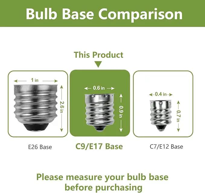 100Pack C9 Replacement LED Light Bulbs, Strawberry Christmas Bulb 2700K Soft White Shatterproof & Waterproof Outdoor String Light Bulbs, E17 Candelabra Base Edison Bulbs for Holiday Decoration by GreenHaven Gardens