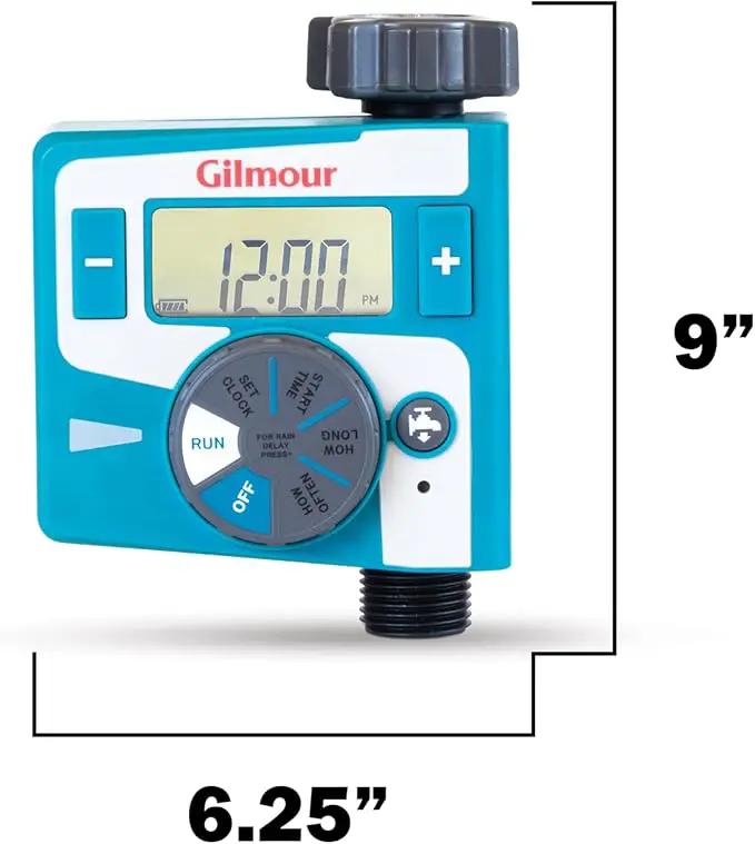 Gilmour Single Outlet Electronic Water Timer for Garden Hose, Irrigation Timer for Sprinklers and Drip Lines, Blue by GreenHaven Gardens