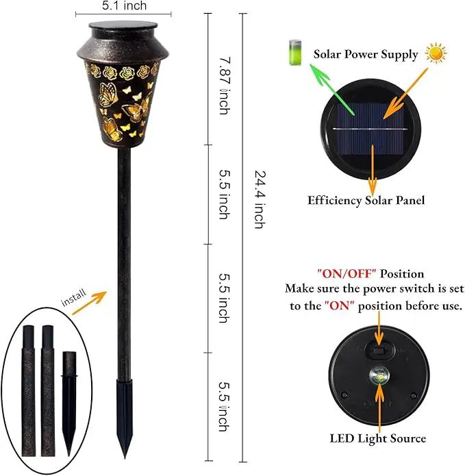Solar Pathway Lights Outdoor Waterproof, Metal Copper Butterfly Lantern for Yard, Garden, Walkway, Patio Decor and More, Ideal Landscape Lighting Gift for Women, Mom, Grandma by GreenHaven Gardens