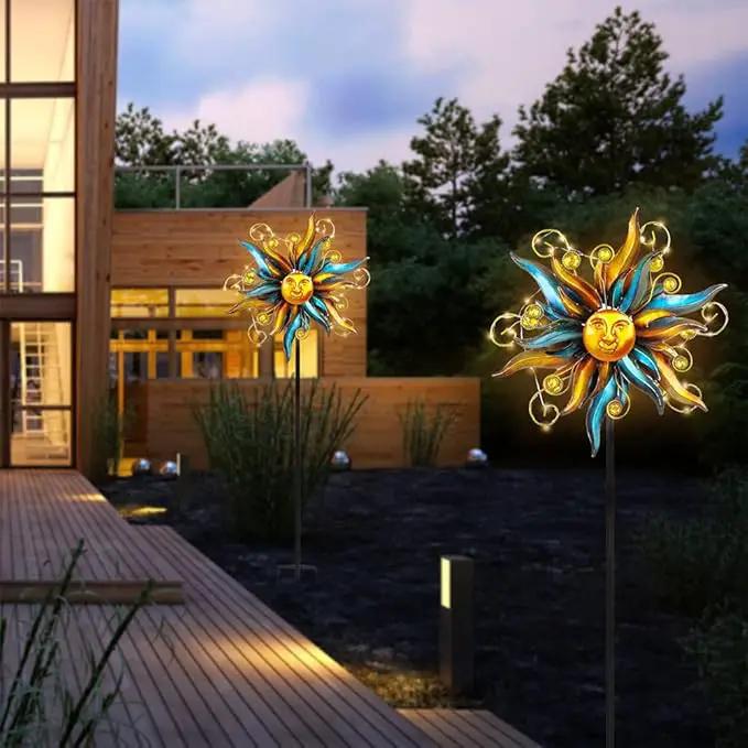 VEWOGARDEN Garden Solar Wind Spinner, Sun Outdoor Metal Wind Sculpture Yard Art Decor for Patio, Lawn & Garden by GreenHaven Gardens