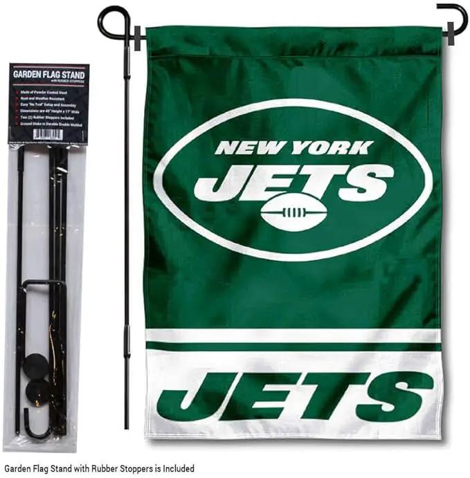 WinCraft New York Jets Garden Flag and Pole Stand Holder by GreenHaven Gardens