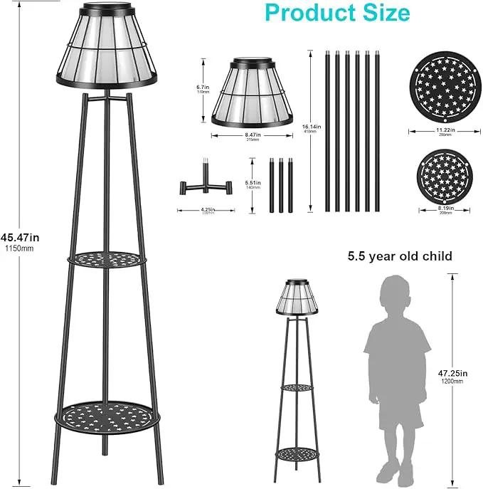 2 Pack Solar Lights Outdoor with Plant Stands, Solar Floor Lamp Street Lights Metal Tripod Patio Lights for Garden Yard Pathway Driveway Front/Back Porch Decoration by GreenHaven Gardens