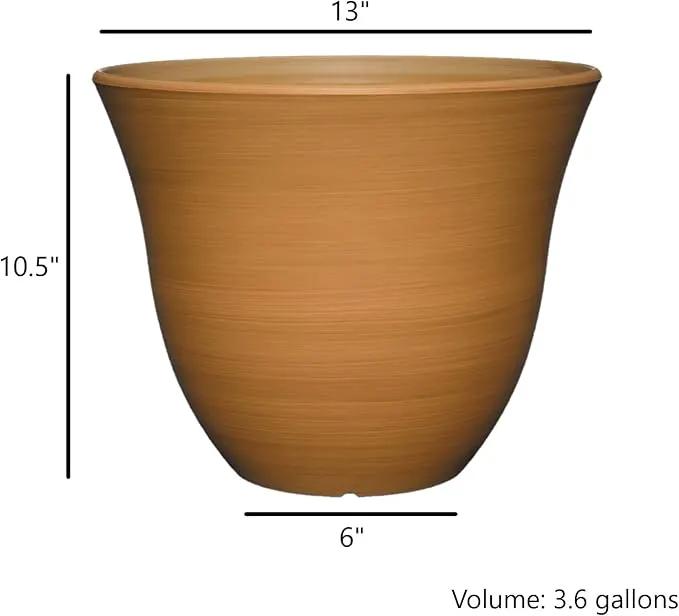 Classic Home and Garden Honeysuckle Resin Flower Pot Planter, Bamboo Brown, 13" by GreenHaven Gardens