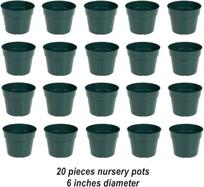 DAPERCI inches Nursery Pot Plant Grow Sturdy Flower pots in Bulk Price 20P Green by GreenHaven Gardens