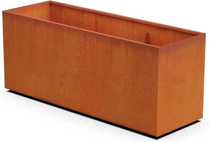 Corten Steel Planter Rectangle Outdoor Metal Garden Box Heavy Duty | Made in USA | Fully Assembled by GreenHaven Gardens