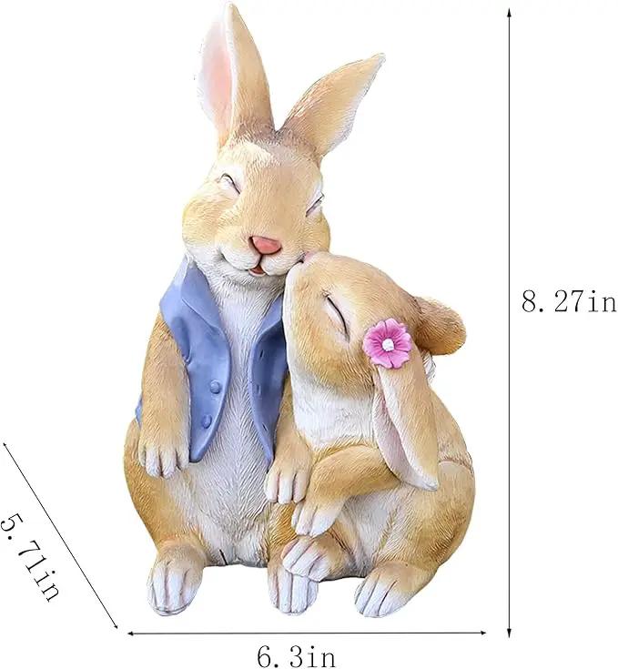 Garden Rabbit Statue Outdoor Decor Resin Funny Bunny Figurines for Outdoor Patio Lawn Yard Art Decoration Christmas Housewarming Gift by GreenHaven Gardens