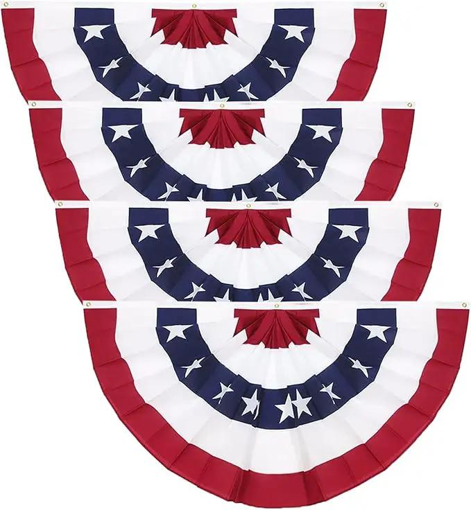 3 x 6 Ft American Pleated Fan Flag, USA Patriotic Half Fan Bunting Flag, 4th of July Decorations Flags (Set of 4) by GreenHaven Gardens