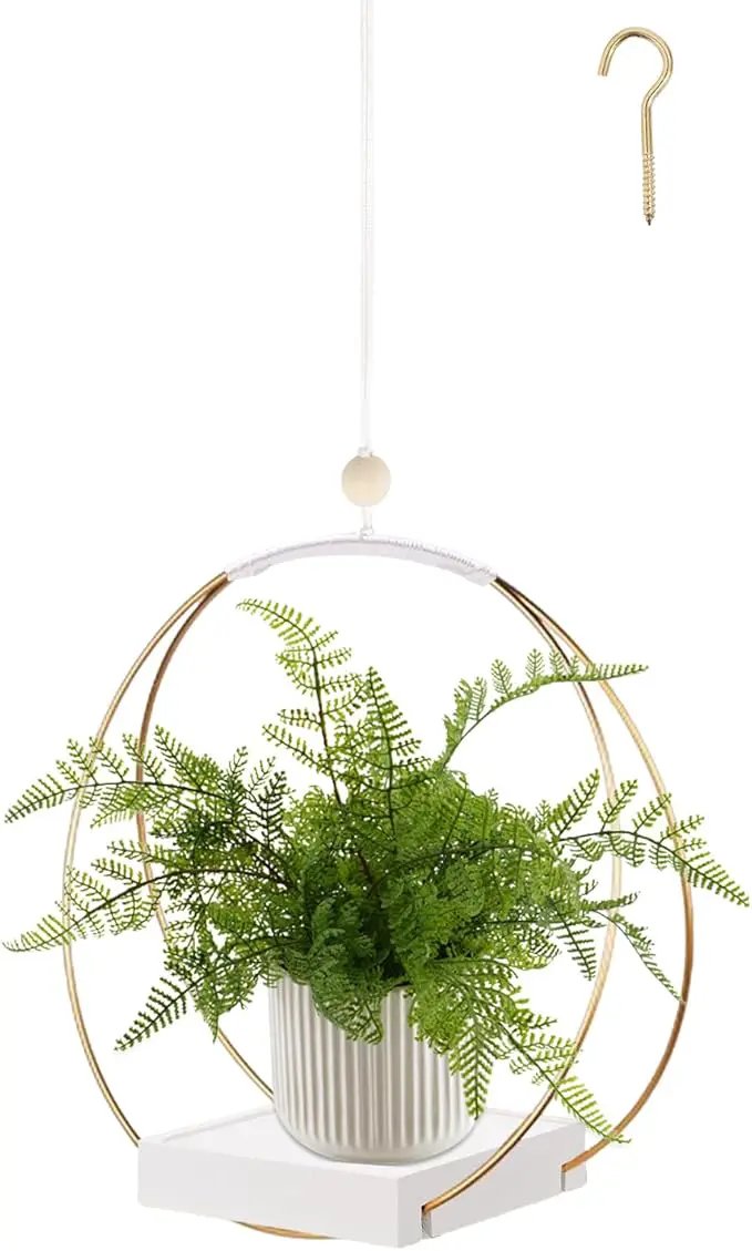 Hanging Planters for Indoor Plants, Plant Hanger with Sturdy Wood Base,Modern Boho Macrame Plant Hanger,Wall Ceiling Window Stands(Plants/Pots Not Included) by GreenHaven Gardens