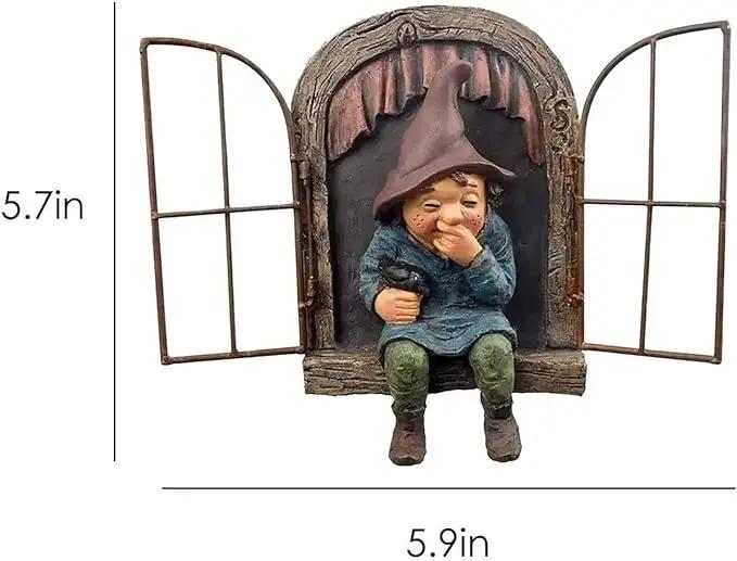 Whimsical Fairy Garden Gnome Statue, Tree Faces Decor Outdoor -5.9 Inch, Funny Garden Tree Decoration,Ideal Patio Yard Lawn Porch Decoration by GreenHaven Gardens