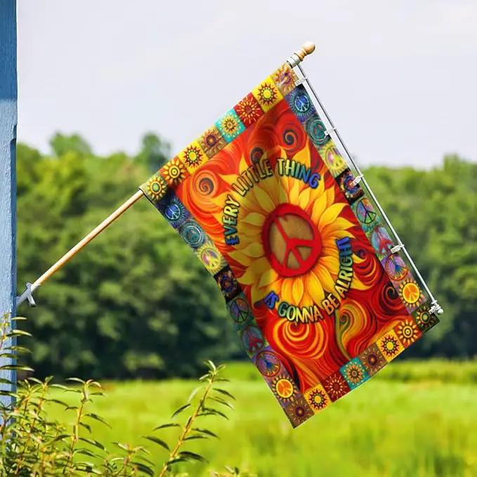 FLAGWIX Flags - Hippie Every Little Thing Is Gonna Be Alright Sunflower Flag DDH1403, House Flag (29.5" x 39.5") - USA House Garden Flags Premium Polyester - Decorative Outdoor Flags by GreenHaven Gardens